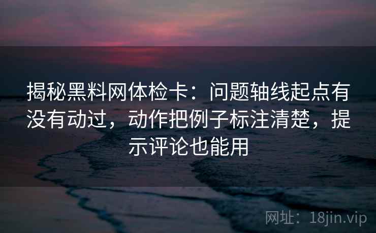 揭秘黑料网体检卡：问题轴线起点有没有动过，动作把例子标注清楚，提示评论也能用