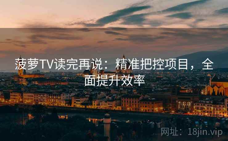 菠萝TV读完再说：精准把控项目，全面提升效率